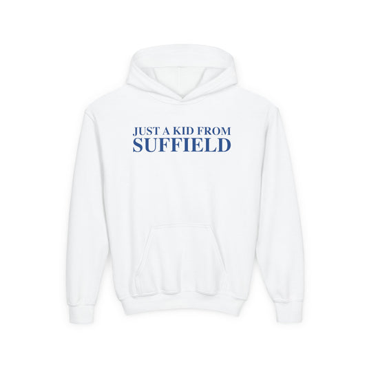 Just a kid from Suffield Youth Heavy Blend Hooded Sweatshirt
