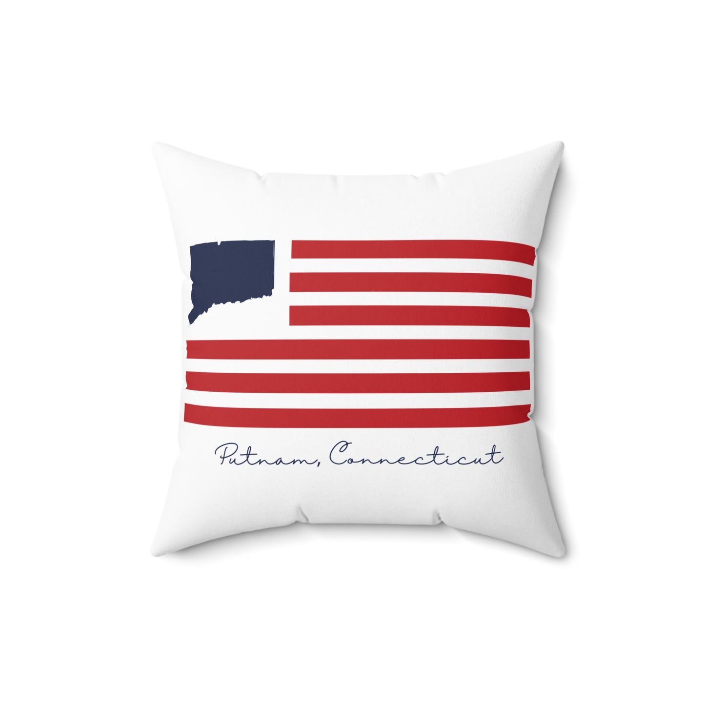 Putnam Connecticut Flag Spun Polyester Square Pillow