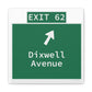 Vintage WCP Exit 62 Sign Matte Canvas, Stretched, 1.25"