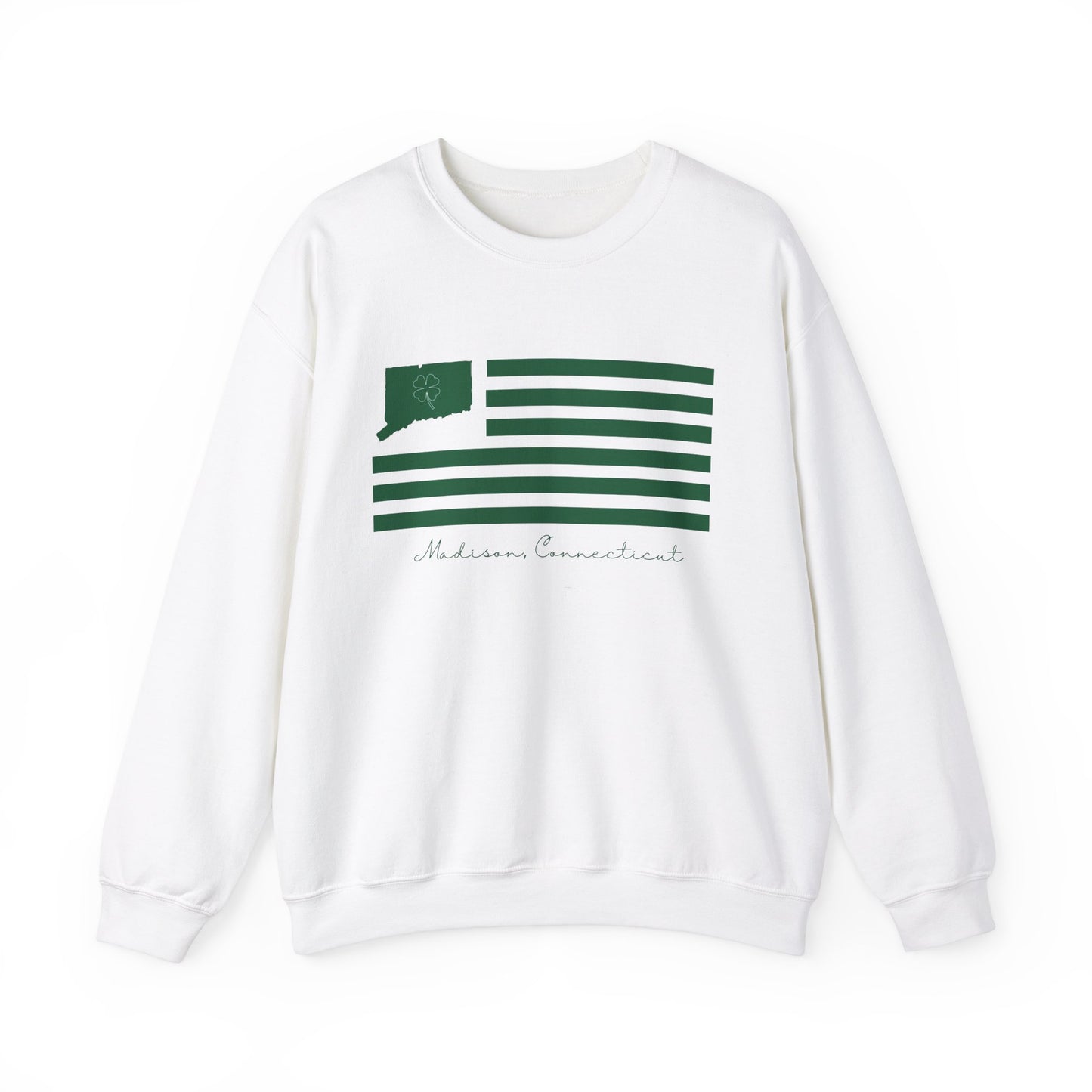 Madison Connecticut St Patrick’s Day Flag Unisex Heavy Blend™ Crewneck Sweatshirt