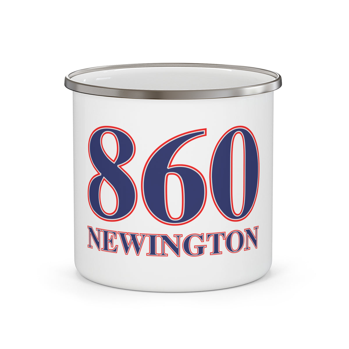 860 Newington Red, White & Blue Enamel Camping Mug