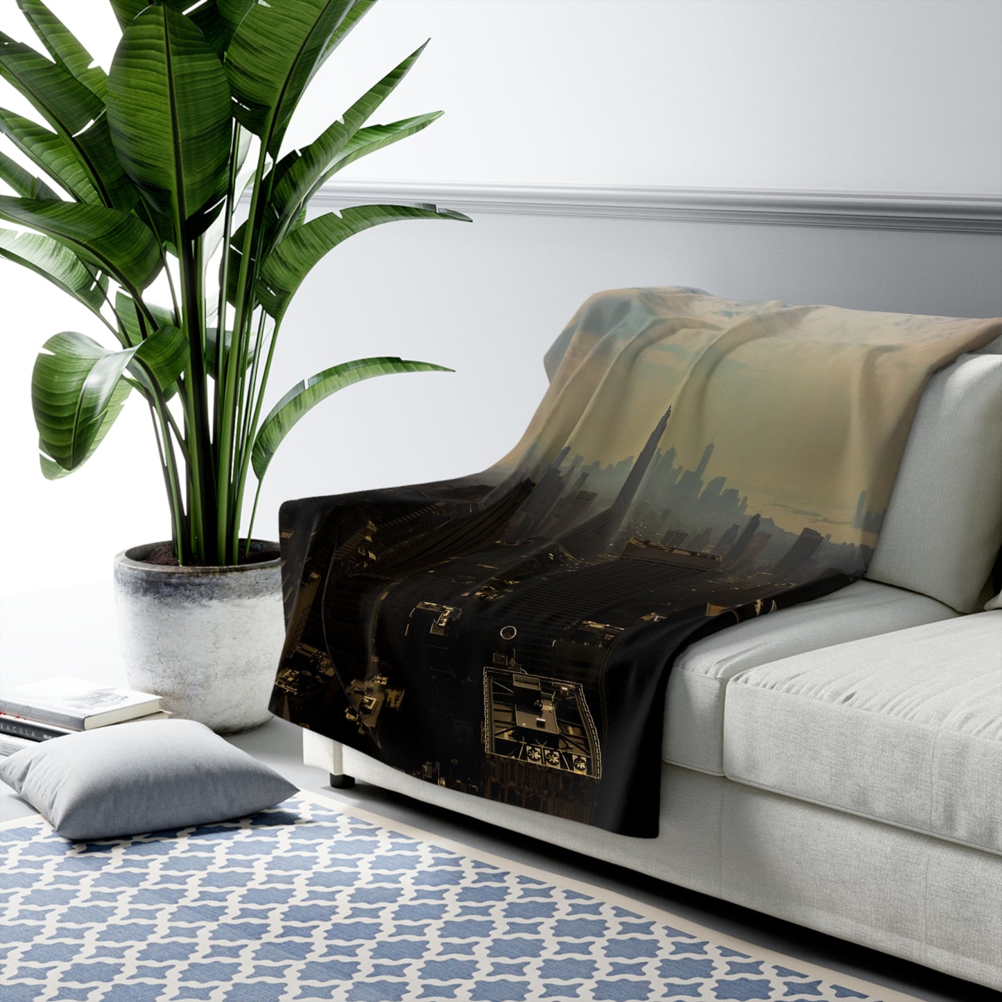 NYC Skyline Sherpa Fleece Blanket