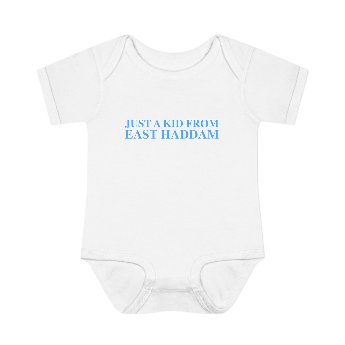 Just a kid from East Haddam Infant Baby Rib Bodysuit