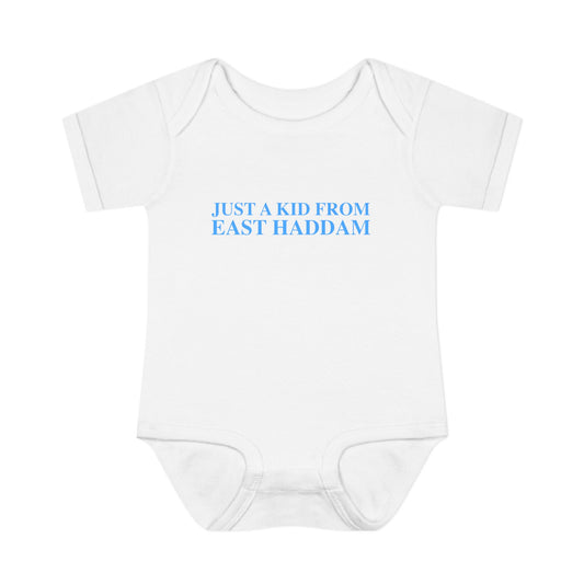 Just a kid from East Haddam Infant Baby Rib Bodysuit