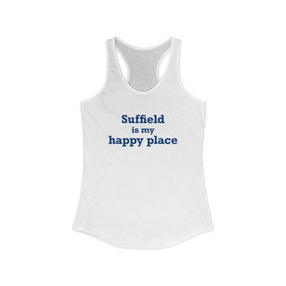 Suffield is My Happy Place Women's Ideal Racerback Tank Top