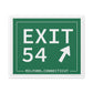 Vintage Exit 54  Merritt Parkway Sign Matte Canvas, Stretched, 1.25"