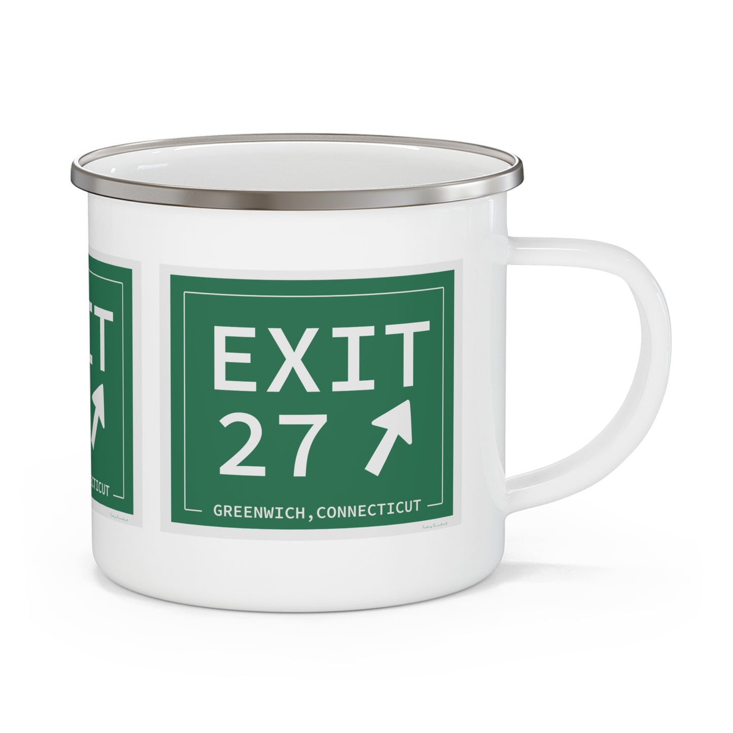 Vintage Exit 27 Merritt Parkway Sign Enamel Camping Mug