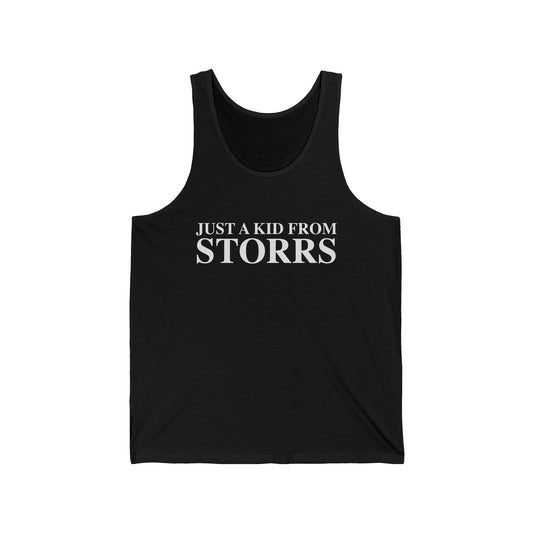 Just a kid from Storrs Unisex Jersey Tank Top