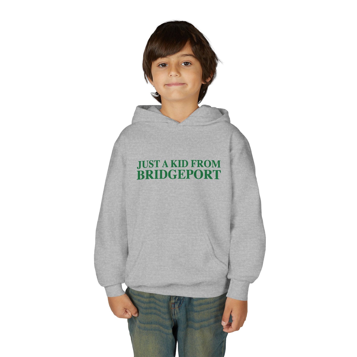 Just a kid from Bridgeport Youth Heavy Blend Hooded Sweatshirt