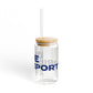 Love Bridgeport Glass Can with Straw and Lid, 16oz