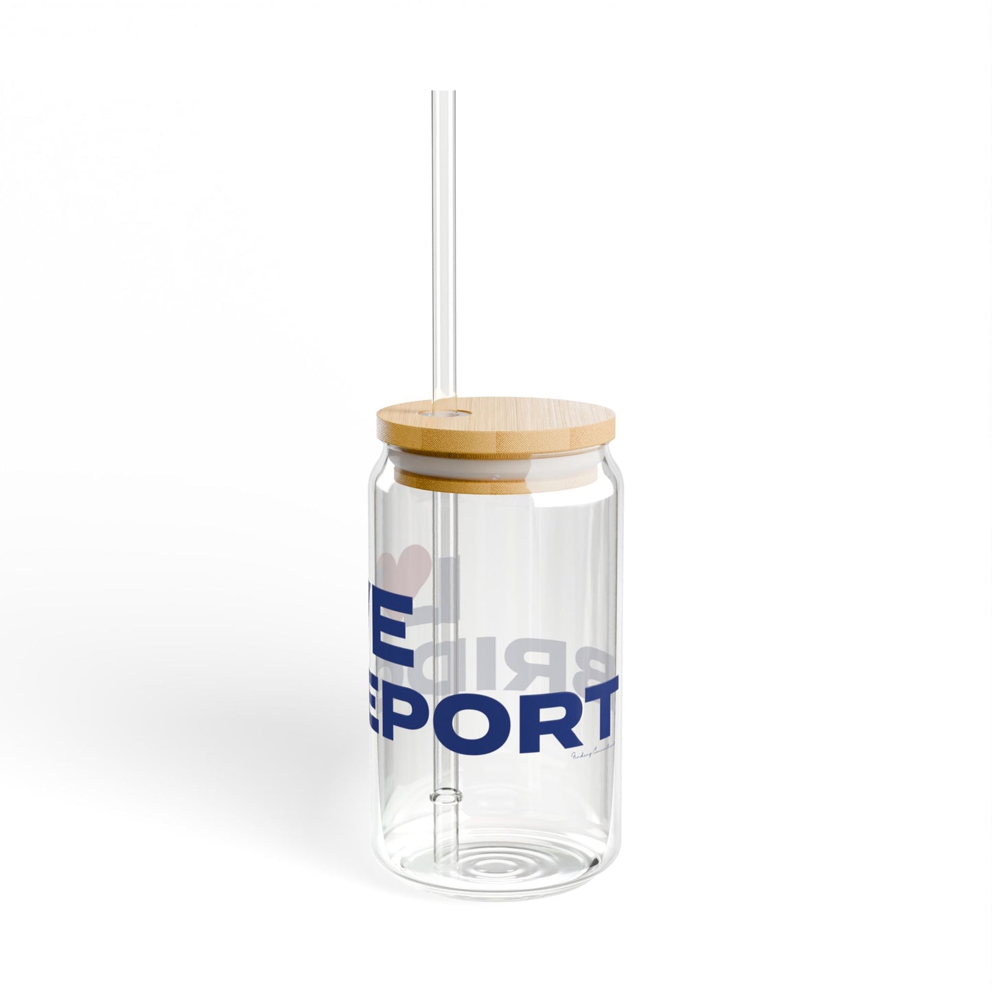 Love Bridgeport Glass Can with Straw and Lid, 16oz