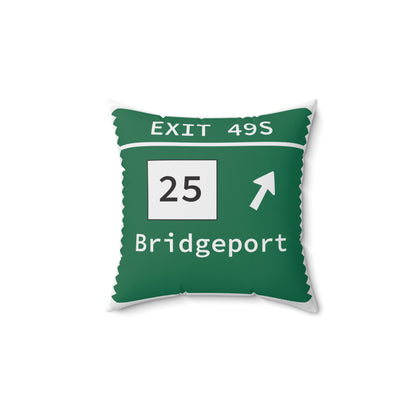 Vintage Merritt Parkway Exit 49S Sign Spun Polyester Square Pillow