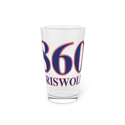 860 Griswold Red, White & Blue Pint Glass, 16oz