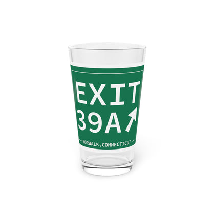 Vintage Exit 39A Merritt Parkway Sign Pint Glass, 16oz