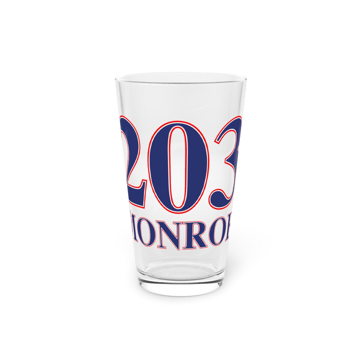 203 Monroe Red, White & Blue Pint Glass, 16oz