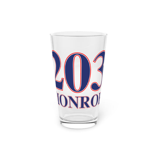 203 Monroe Red, White & Blue Pint Glass, 16oz