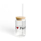 I Heart Fairfield Beach. Glass Can with Straw and Lid, 16oz