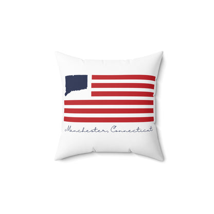 Manchester Connecticut Flag Spun Polyester Square Pillow