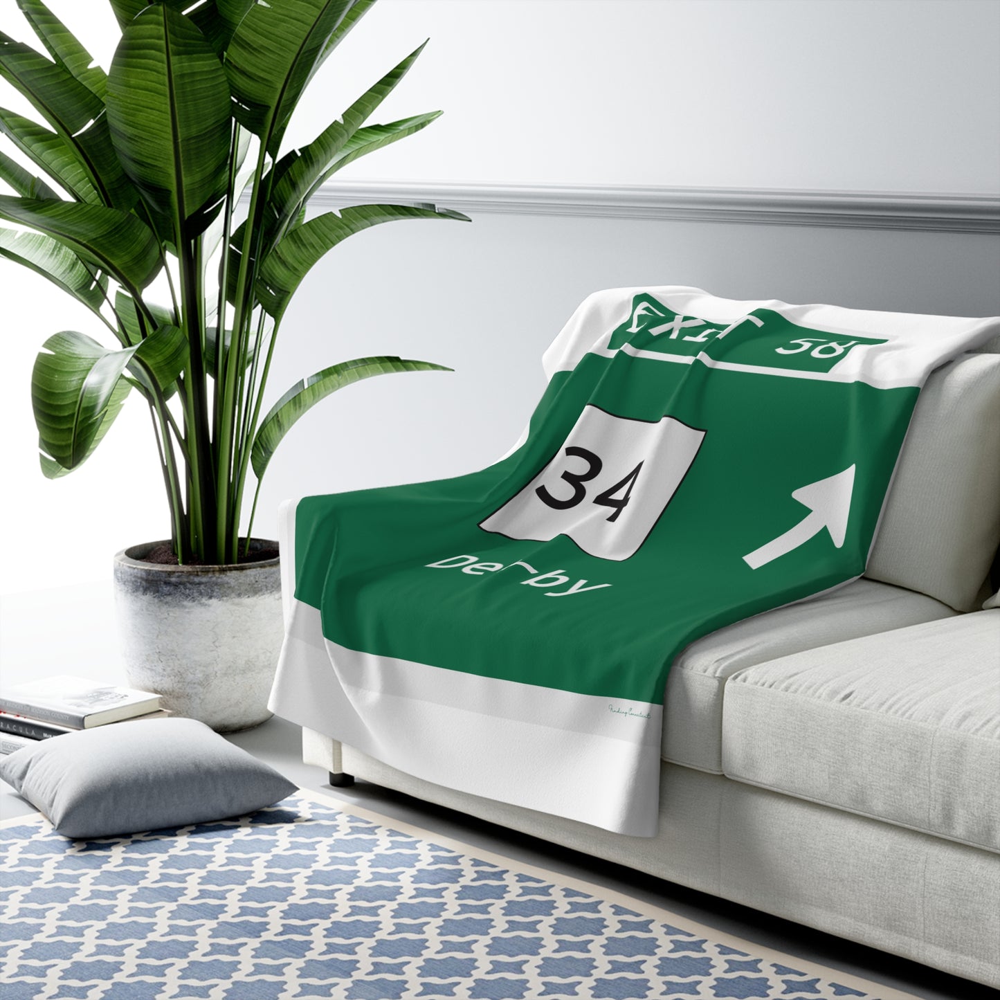 Vintage WCP Exit 58 Sign Sherpa Fleece Blanket