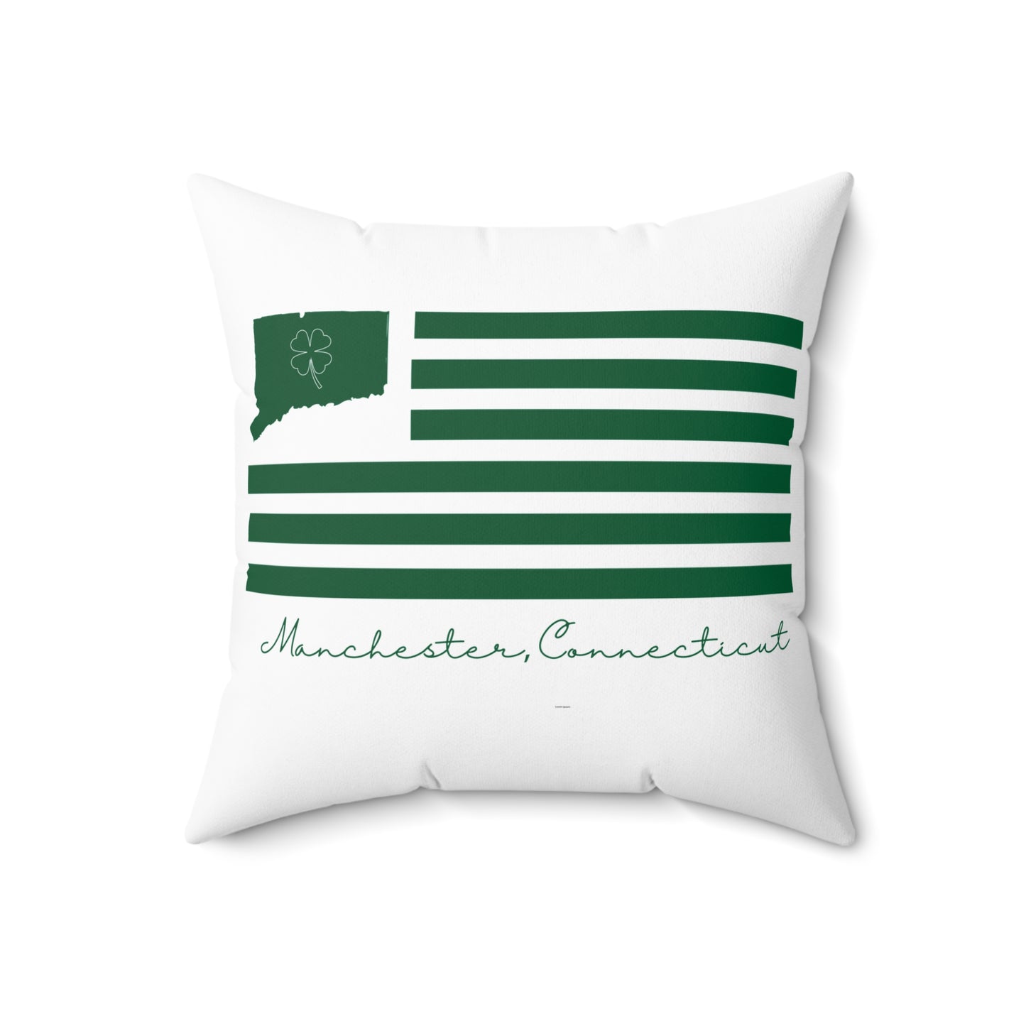 Manchester Connecticut St. Patrick’s Day Flag Spun Polyester Square Pillow