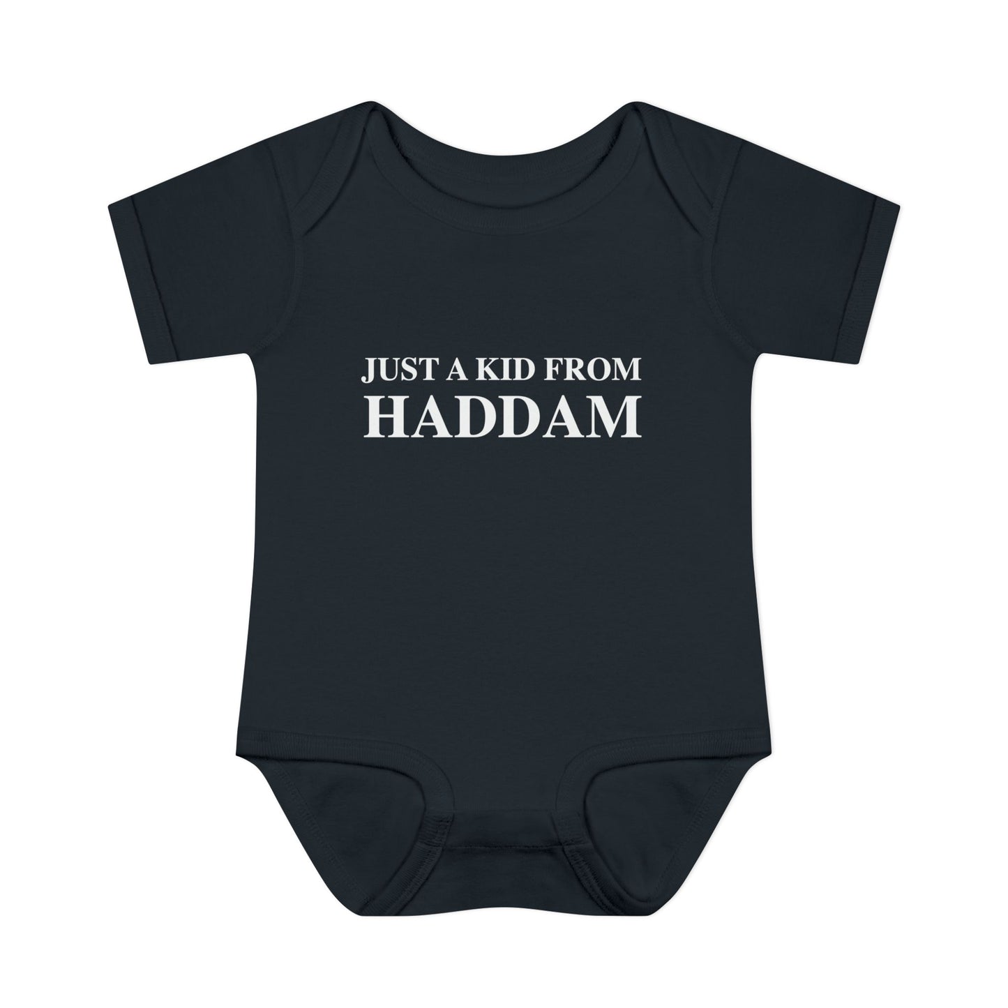 Just a kid from Haddam Infant Baby Rib Bodysuit