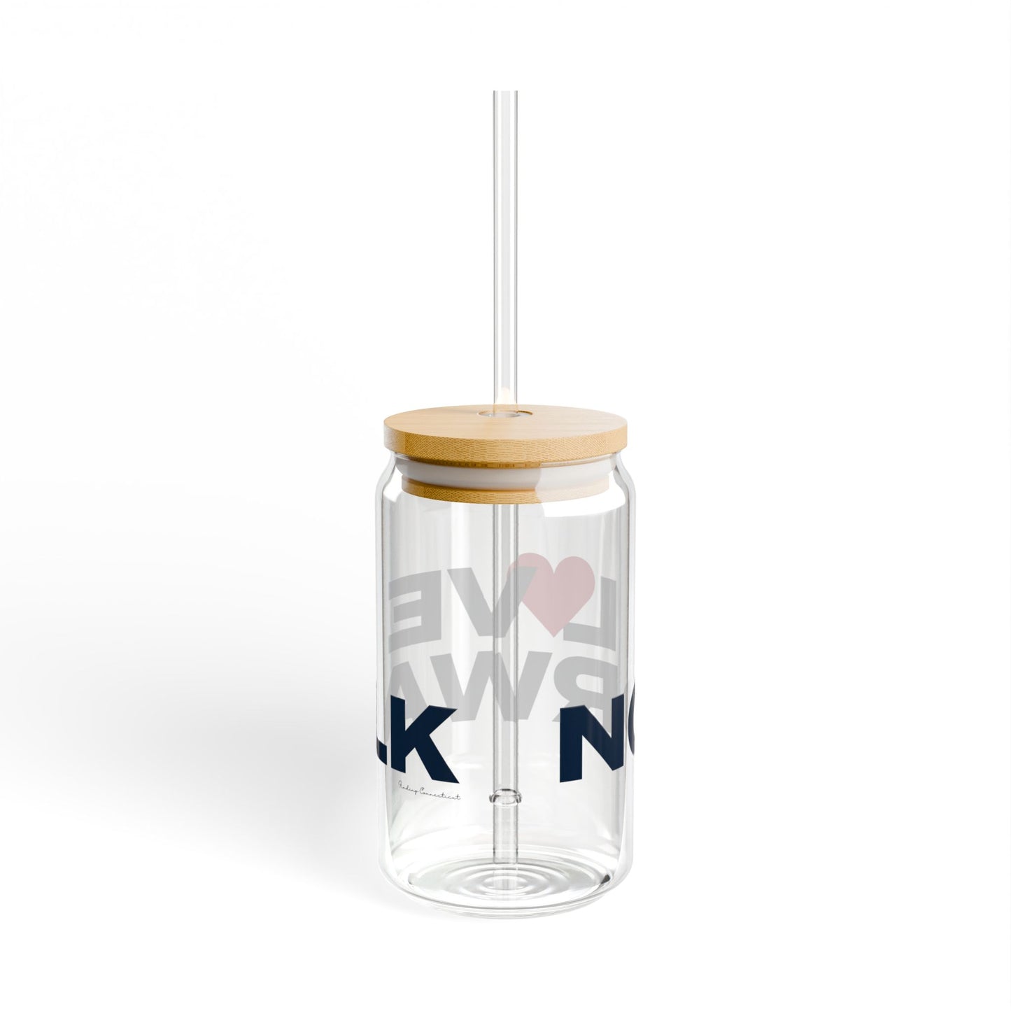 Love Norwalk Glass Can with Straw and Lid, 16oz