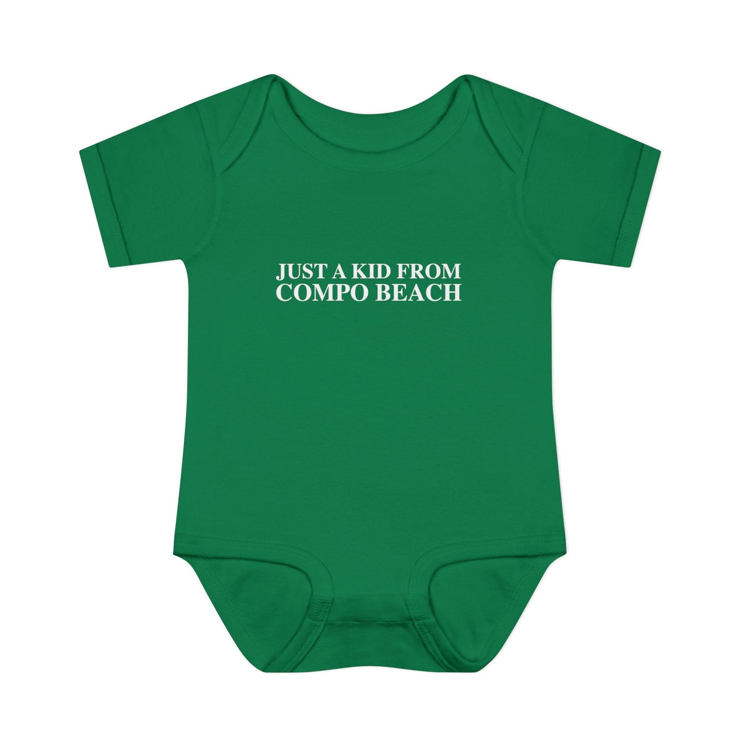Just a kid from Compo Beach Infant Baby Rib Bodysuit