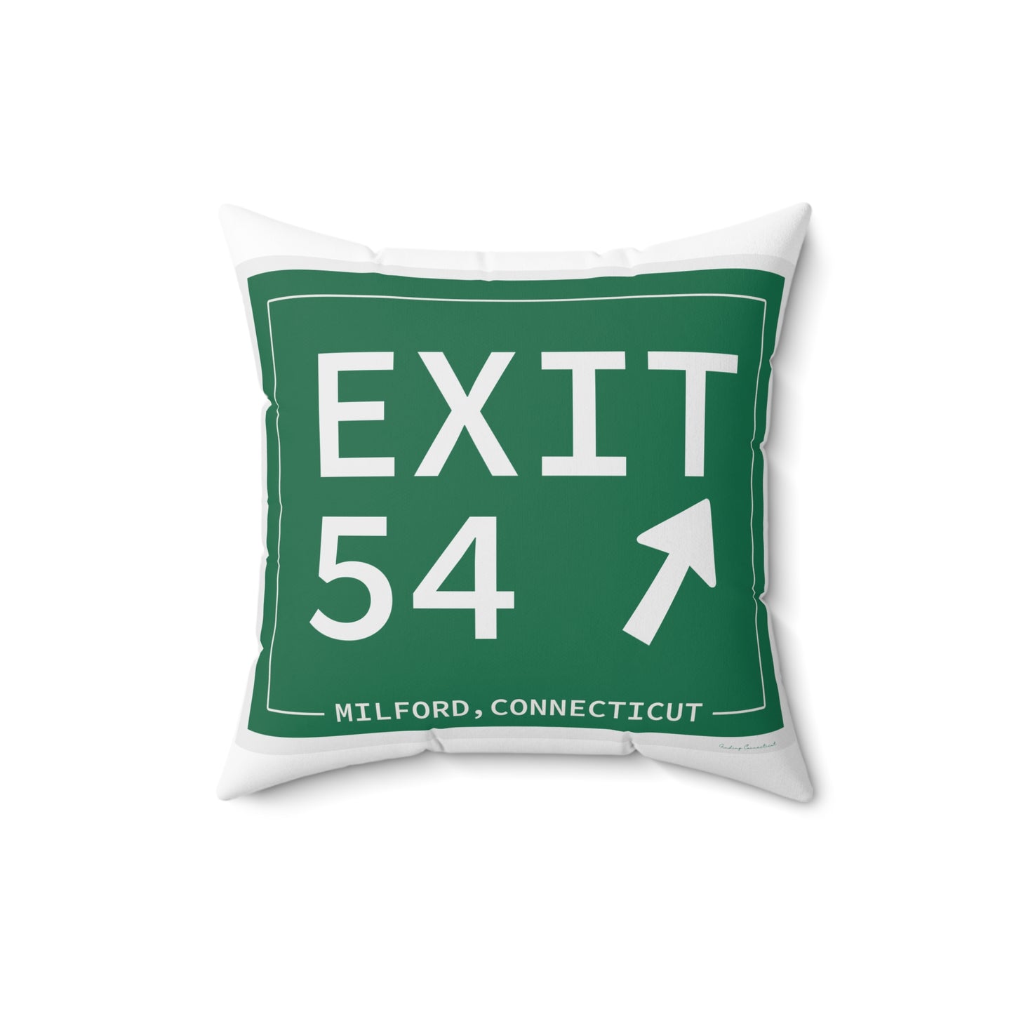 Vintage Exit 54  Merritt Parkway Sign Spun Polyester Square Pillow
