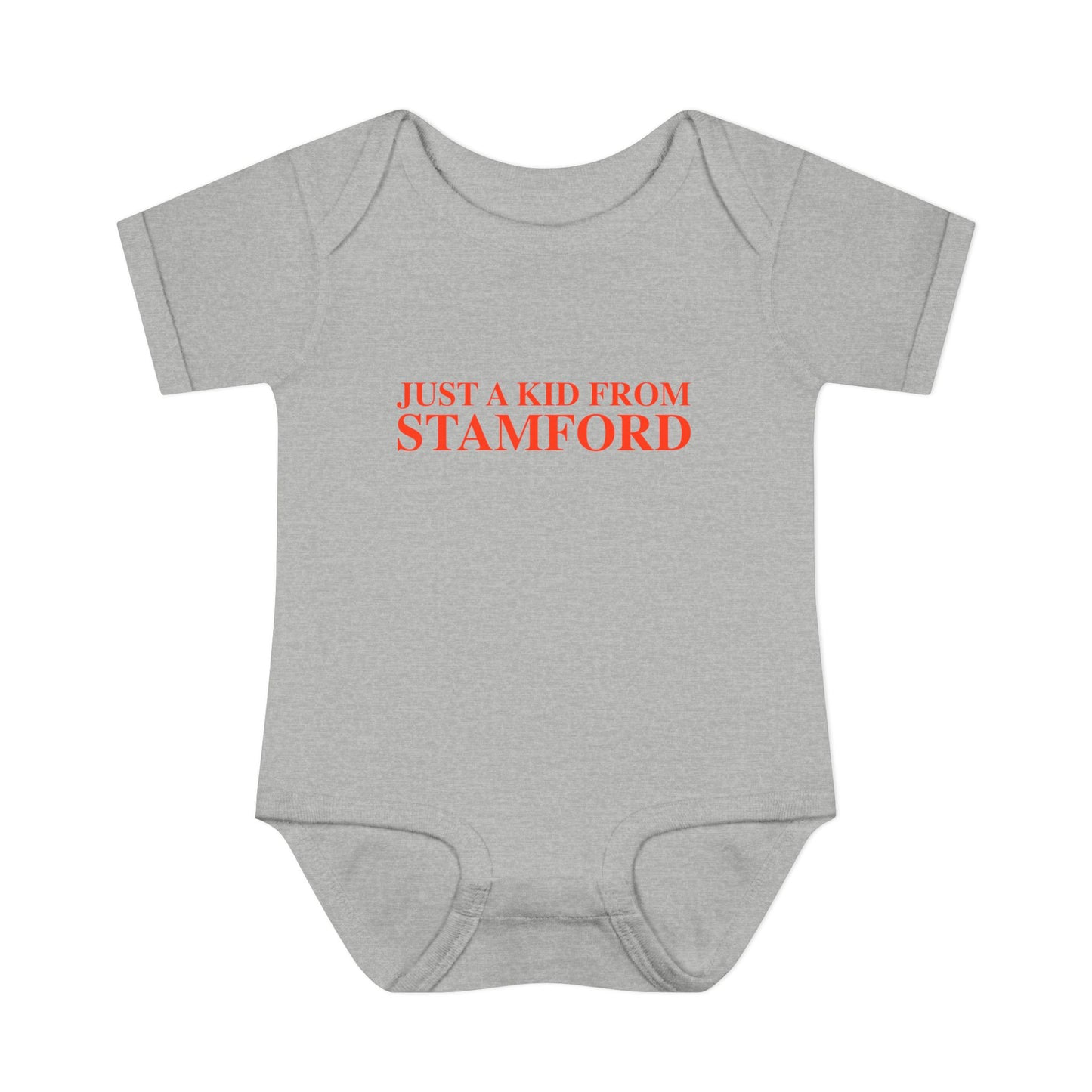 Just a kid from Stamford Infant Baby Rib Bodysuit