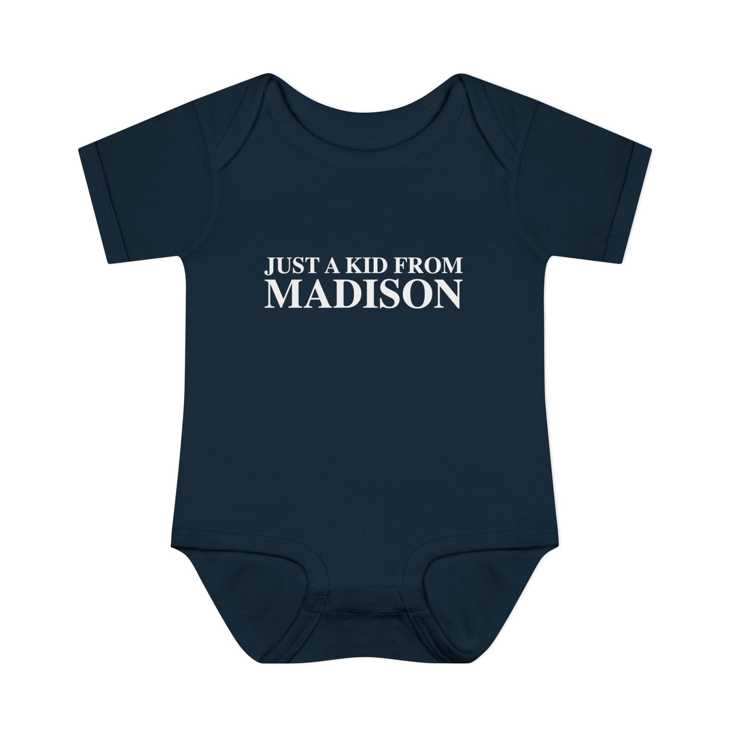 Just a kid from Madison Infant Baby Rib Bodysuit