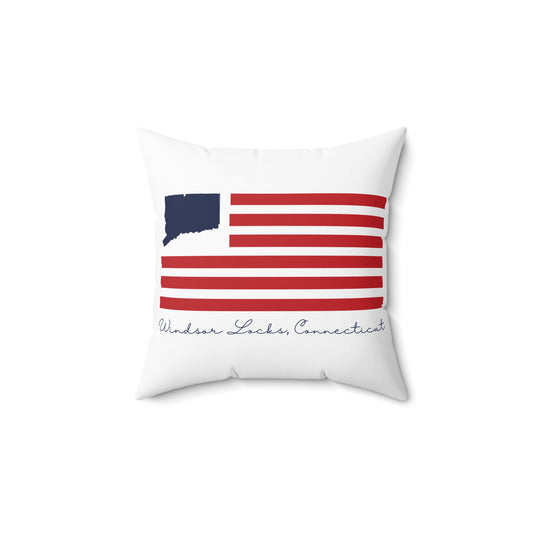 Windsor Locks Connecticut Flag Spun Polyester Square Pillow