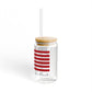 Middlefield Connecticut Flag Glass Can with Straw and Lid, 16oz