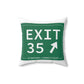 Vintage Exit 35 Merritt Parkway Sign Spun Polyester Square Pillow