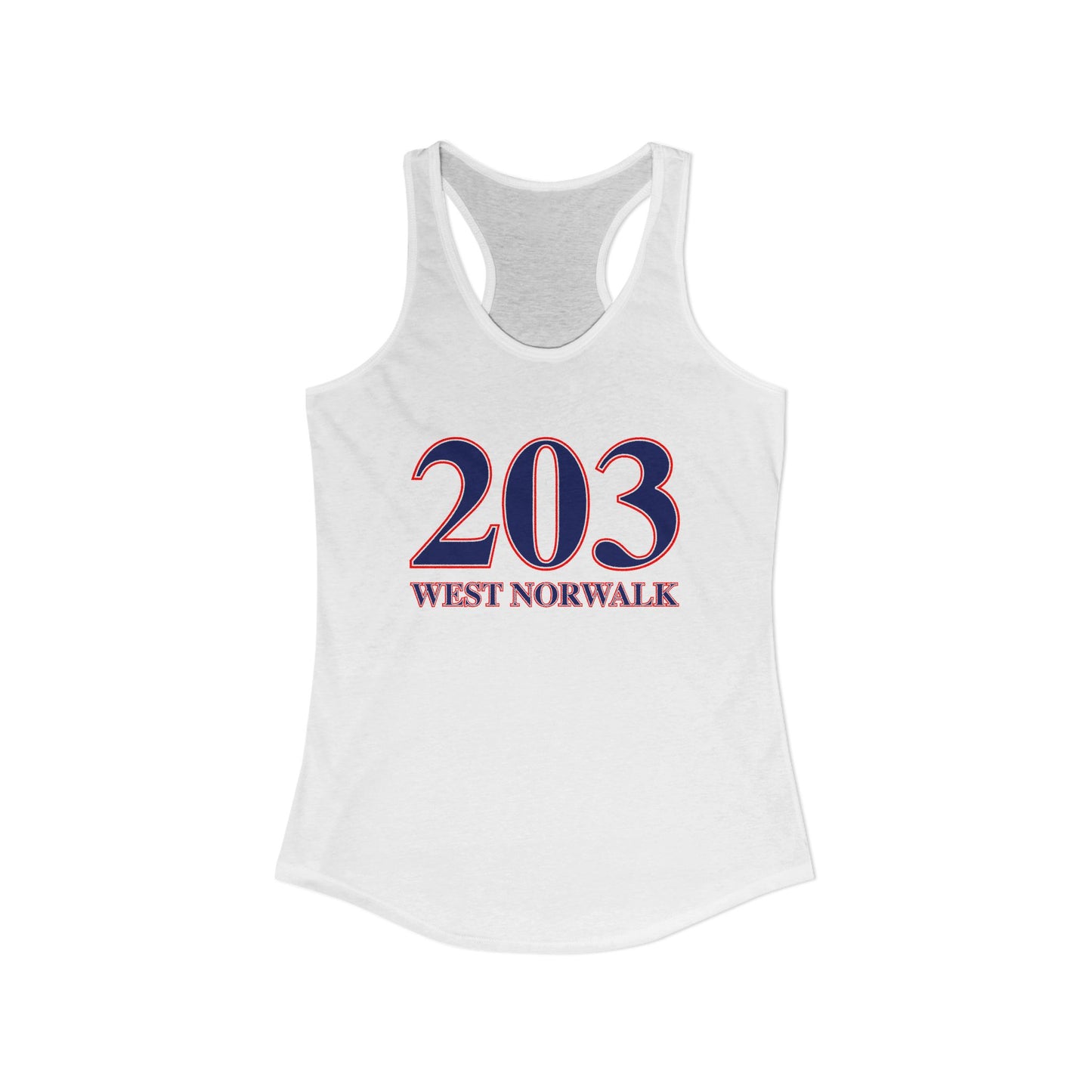 203 West Norwalk, Red, White & Blue Women's Ideal Racerback Tank Top