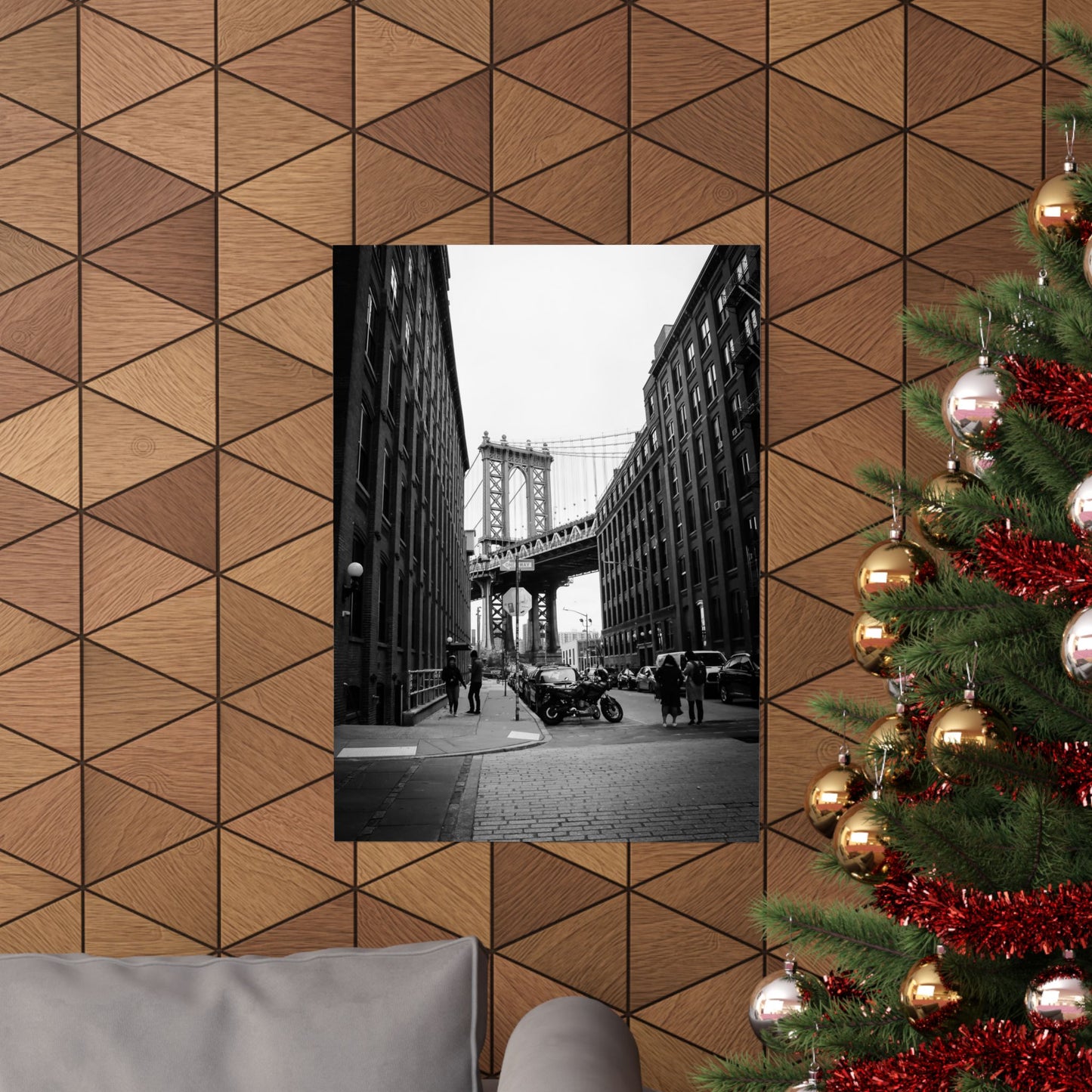 Manhattan Bridge Black and White Matte Vertical Posters