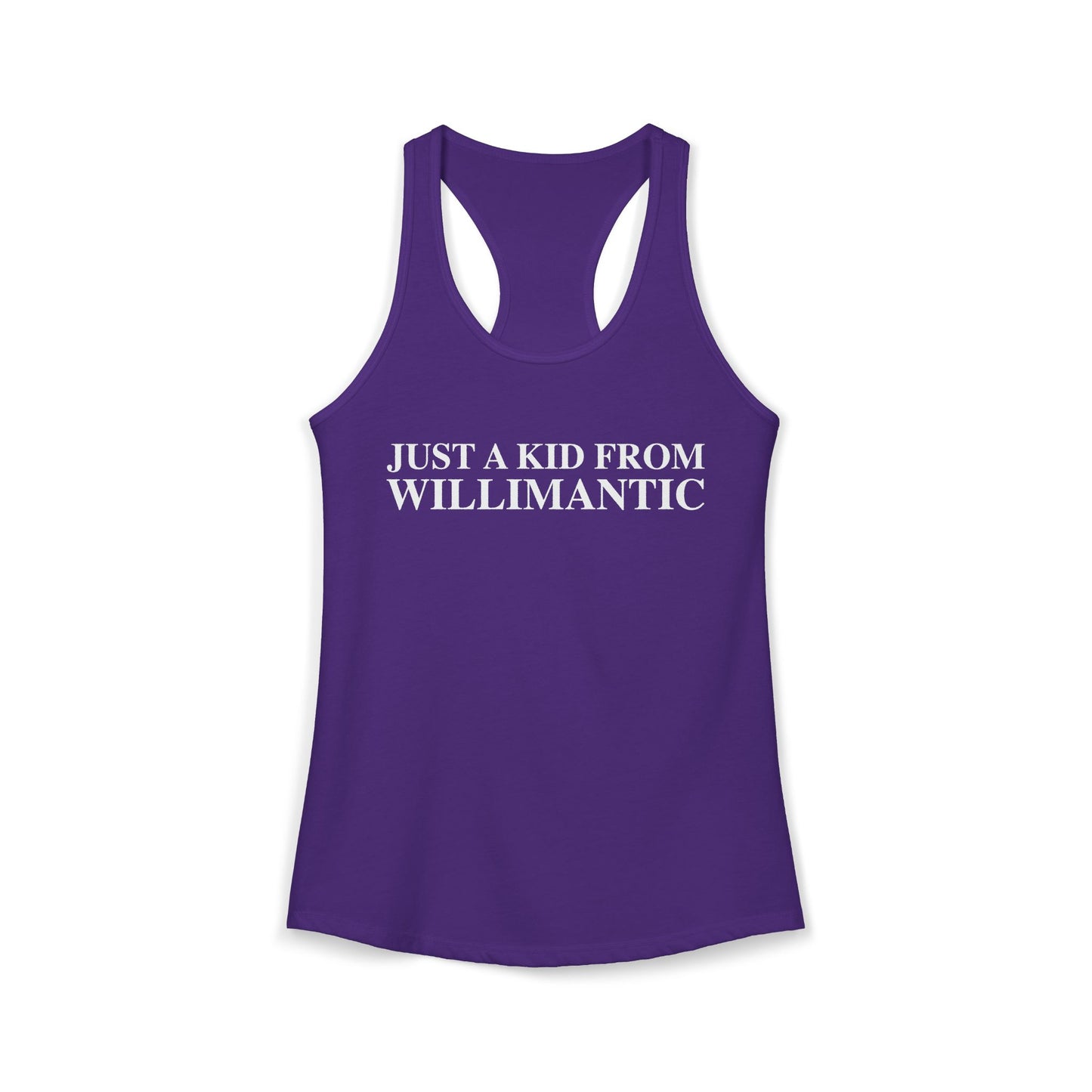 Just a kid from Willimantic Women's Ideal Racerback Tank Top