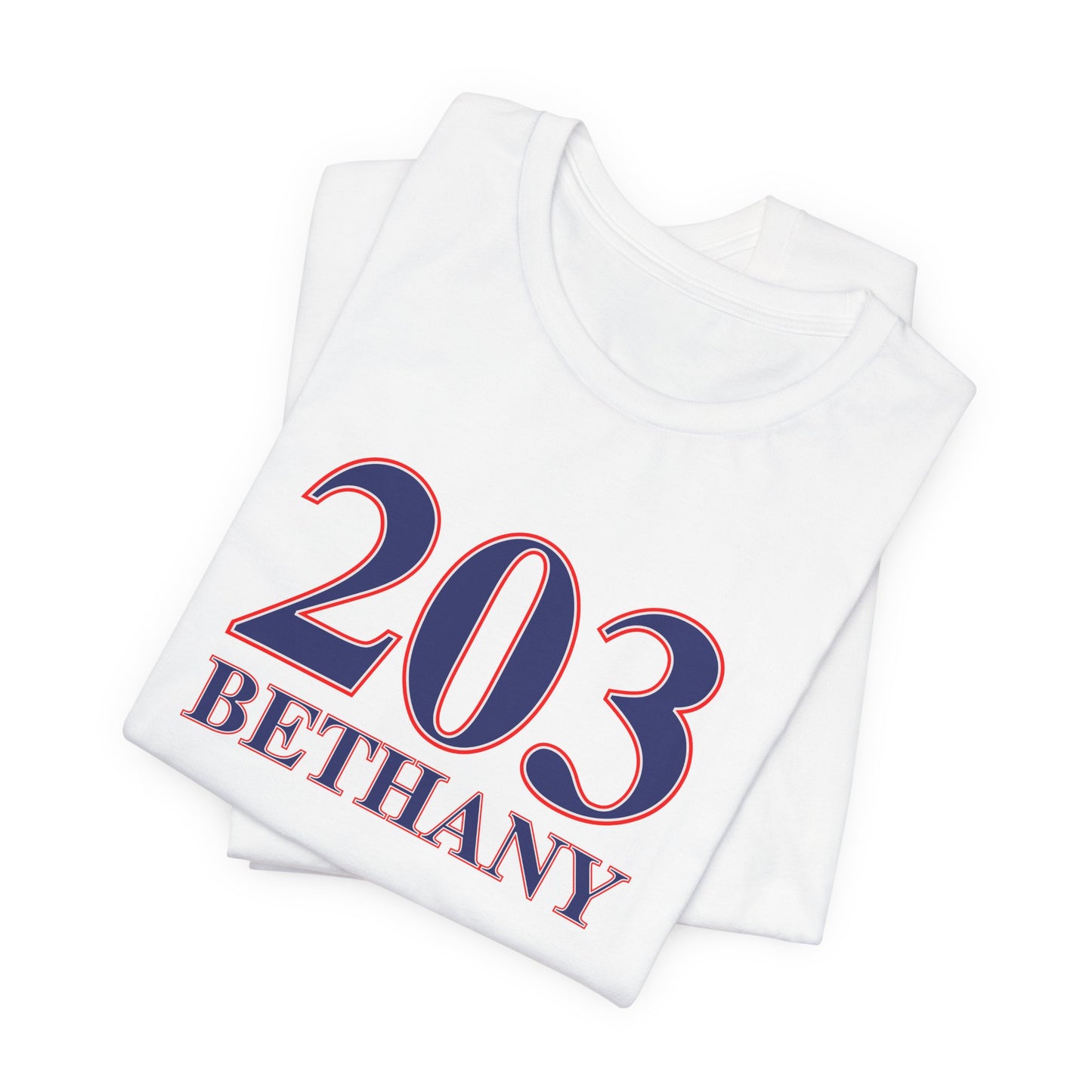 203 Bethany Red White & Blue Unisex Jersey Short Sleeve T-Shirt