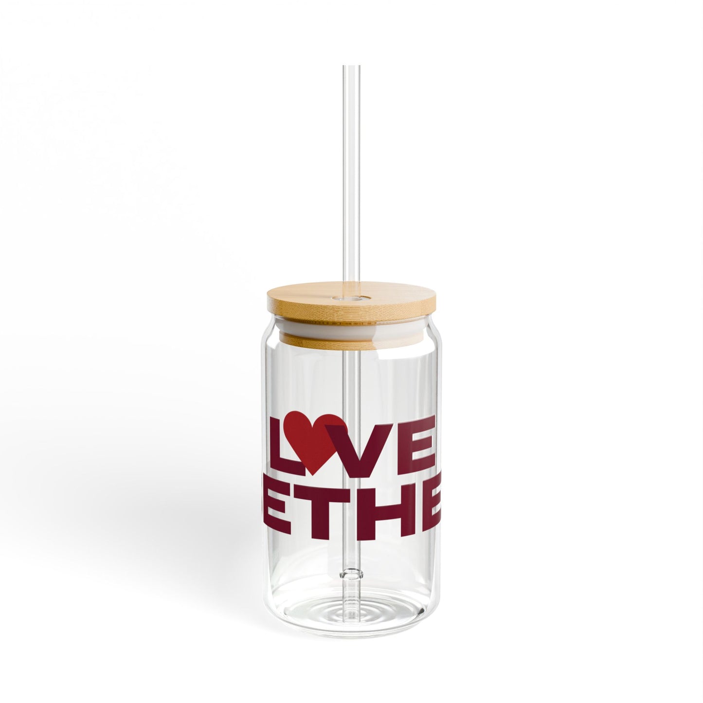 Love Bethel Glass Can with Straw and Lid, 16oz