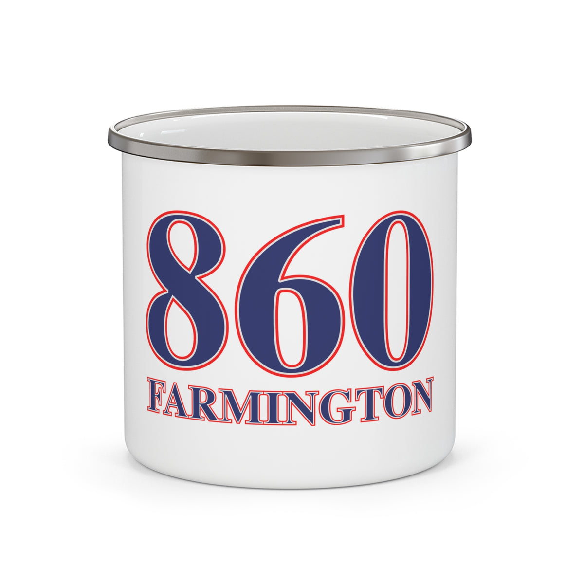 860 Farmington Red, White & Blue Enamel Camping Mug