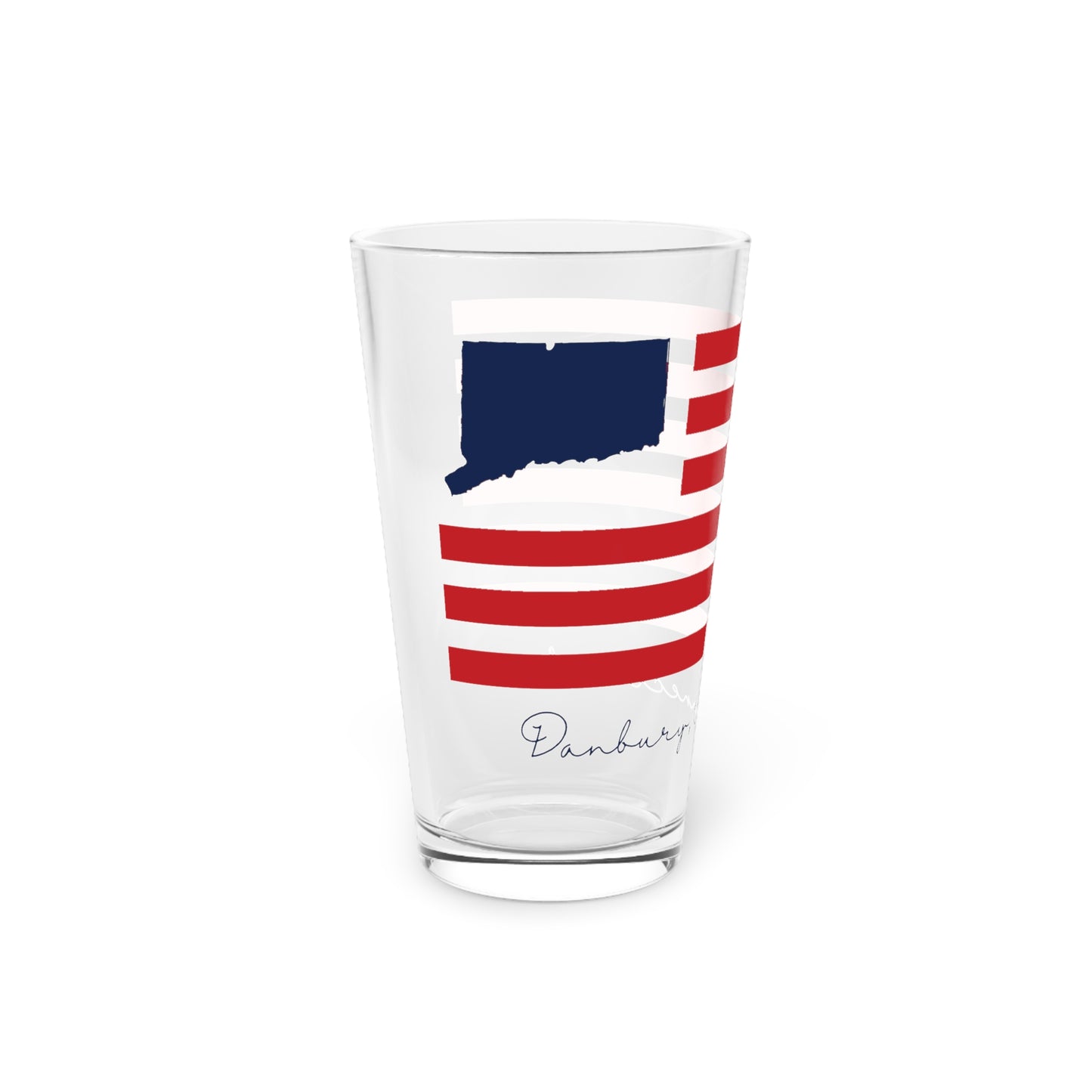 Danbury Connecticut Flag Pint Glass, 16oz