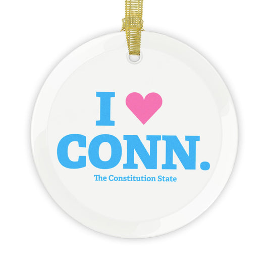 I Heart CONN. Glass Ornaments