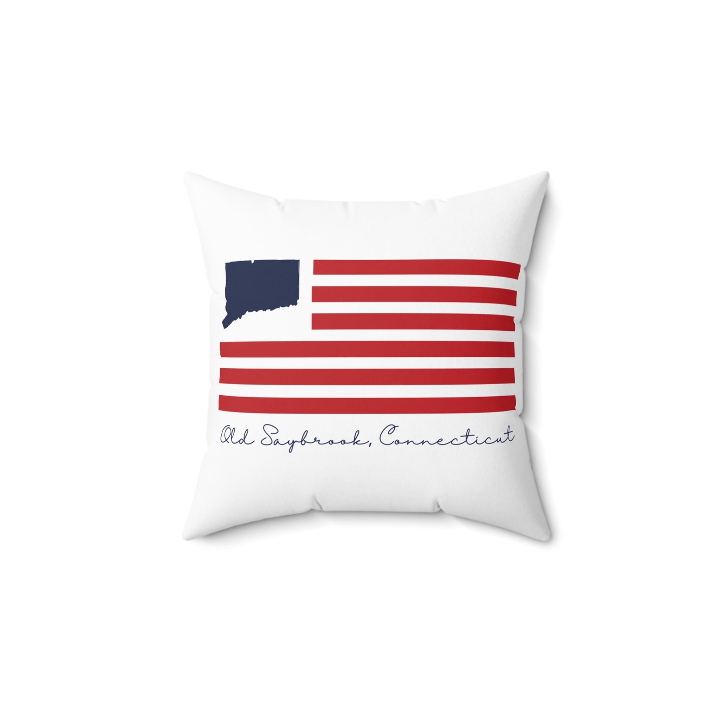 Old Saybrook Connecticut Flag Spun Polyester Square Pillow
