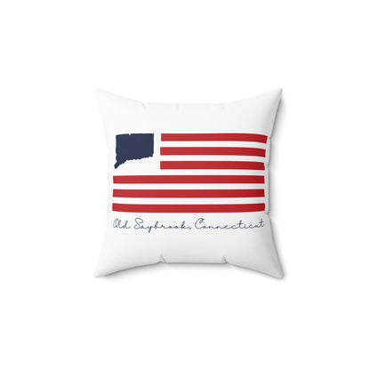Old Saybrook Connecticut Flag Spun Polyester Square Pillow