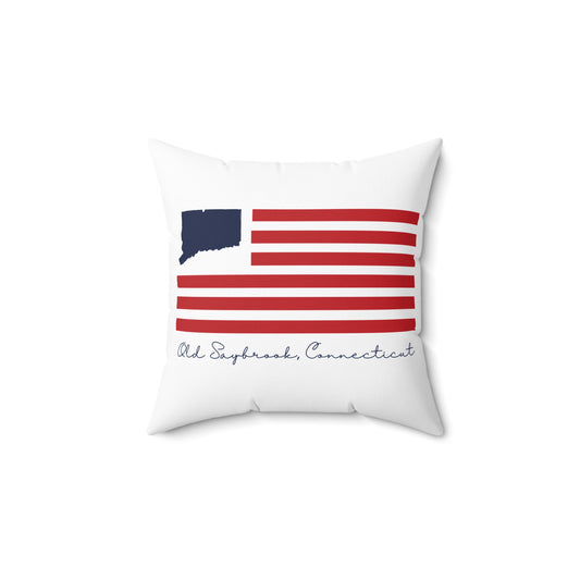 Old Saybrook Connecticut Flag Spun Polyester Square Pillow