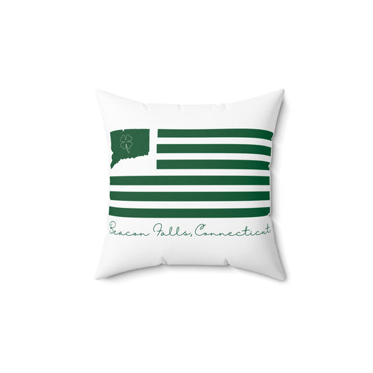 Beacon Falls Connecticut St. Patrick’s Day Flag Spun Polyester Square Pillow