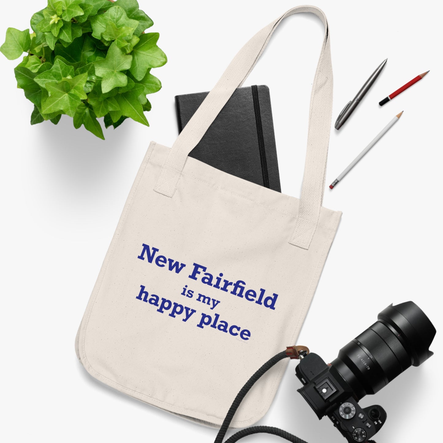 New Fairfield Is My Happy Place Organic Canvas Tote Bag