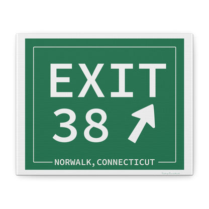 Vintage Exit 38 Merritt Parkway Sign Matte Canvas, Stretched, 1.25"