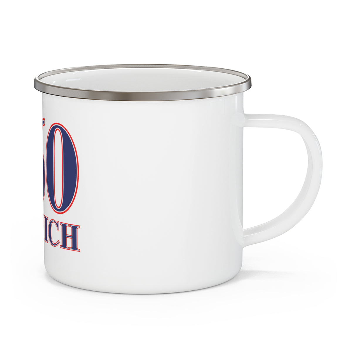 860 Norwich Red, White & Blue Enamel Camping Mug