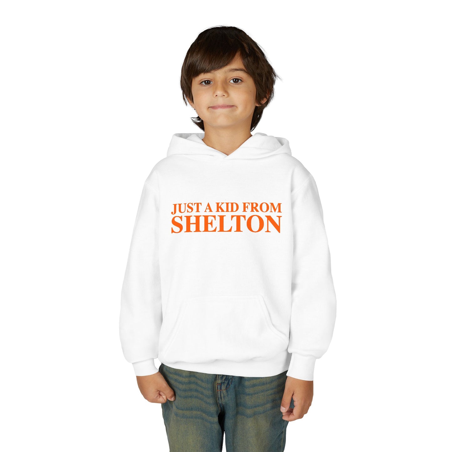 Just a kid from Shelton Youth Heavy Blend Hooded Sweatshirt