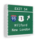 Vintage Merritt Parkway Exit 54 Sign Matte Canvas, Stretched, 1.25"